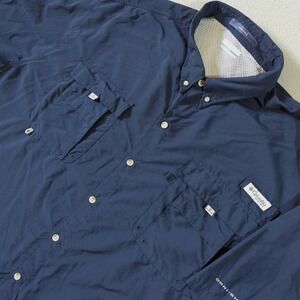 Columbia Bahama PFG Short Sleeve Fishing Shirt Mens 4XT Navy Omni Shade UPF